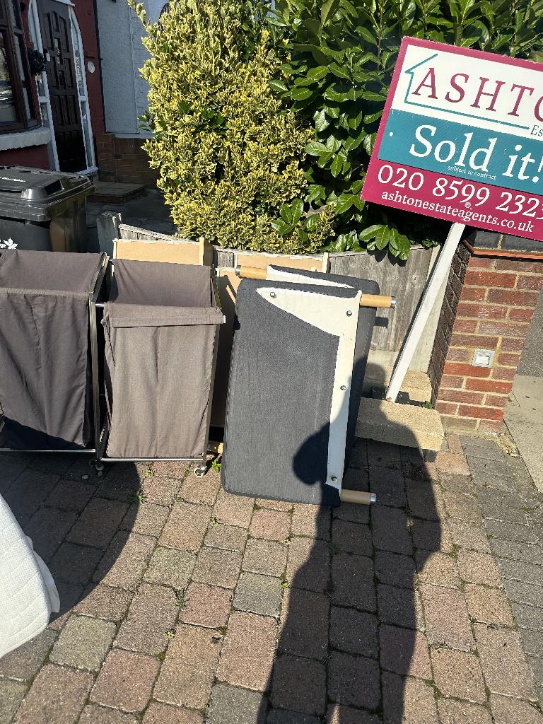 Furniture and bulky item removal in Romford before photo showing a mattress and bulky household waste on a driveway